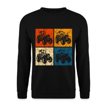 Bauernhof Retro Traktor Bauer Trecker Traktoren - Unisex Pullover - Schwarz - Vorne - Alina (178cm) & Michal (187cm)
