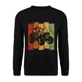 Bauer Bauernhof Retro Traktor Trecker Traktoren - Unisex Pullover - Schwarz - Vorne - Alina (178cm) & Michal (187cm)
