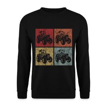 Bauer Retro Traktor Bauernhof Trecker Traktoren - Unisex Pullover - Schwarz - Vorne - Alina (178cm) & Michal (187cm)