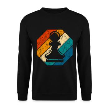 Schachmatt Retro Schachspieler Schachfigur Schach - Unisex Pullover - Schwarz - Vorne - Alina (178cm) & Michal (187cm)