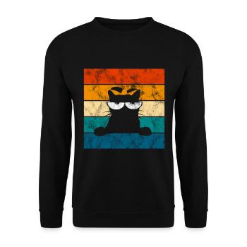 Yeux de chat rétro Chat Miau Chat - Sweat-shirt Unisexe - noir - Devant - Alina (178cm) & Michal (187cm)