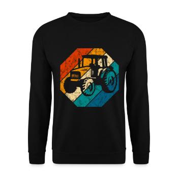 Bauernhof Bauer Traktor Retro Traktoren Trecker - Unisex Pullover - Schwarz - Vorne - Alina (178cm) & Michal (187cm)