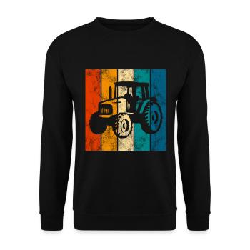 Bauernhof Traktor Bauer Trecker Retro Traktoren - Unisex Pullover - Schwarz - Vorne - Alina (178cm) & Michal (187cm)