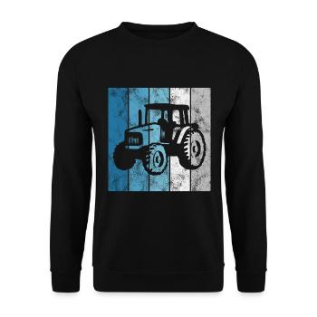 Traktoren Trecker Bauer Retro Traktor Bauernhof - Unisex Pullover - Schwarz - Vorne - Alina (178cm) & Michal (187cm)