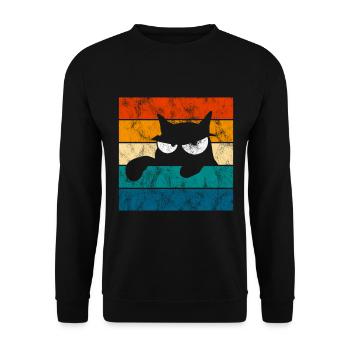 Chat Chat Miau Chat Rétro Chats - Sweat-shirt Unisexe - noir - Devant - Alina (178cm) & Michal (187cm)