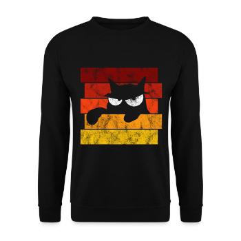 Chat Chat Miau Chat Rétro Chats - Sweat-shirt Unisexe - noir - Devant - Alina (178cm) & Michal (187cm)