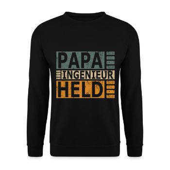 Ingenieur Student Papa lustig Sprüche Spruch Baby - Unisex Pullover - Schwarz - Vorne - Alina (178cm) & Michal (187cm)