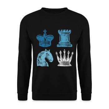 Joueur d’échecs rétro d’échecs Checkmate Pièce d’échecs - Sweat-shirt Unisexe - noir - Devant - Alina (178cm) & Michal (187cm)