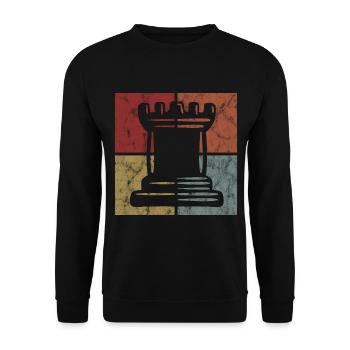 Retro Chess Chess Player Checkmate Chess Piece - Unisex Sweatshirt - black - Front - Alina (178cm) & Michal (187cm)