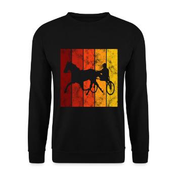 Trabrennen Pferd Pferde Trabrennsport Pferderennen - Unisex Pullover - Schwarz - Vorne - Alina (178cm) & Michal (187cm)