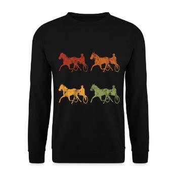 Chevaux de trot Trabrennsport Courses de chevaux - Sweat-shirt Unisexe - noir - Devant - Alina (178cm) & Michal (187cm)