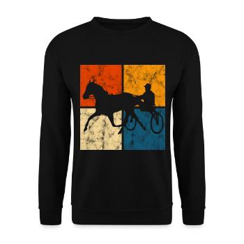 Trabrennen Pferd Pferde Trabrennsport Pferderennen - Unisex Pullover - Schwarz - Vorne - Alina (178cm) & Michal (187cm)