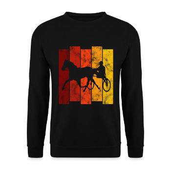 Chevaux de trot Trabrennsport Courses de chevaux - Sweat-shirt Unisexe - noir - Devant - Alina (178cm) & Michal (187cm)
