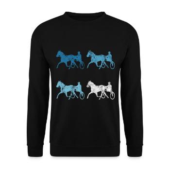Chevaux de trot Trabrennsport Courses de chevaux - Sweat-shirt Unisexe - noir - Devant - Alina (178cm) & Michal (187cm)