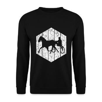 Chevaux de trot Trabrennsport Courses de chevaux - Sweat-shirt Unisexe - noir - Devant - Alina (178cm) & Michal (187cm)