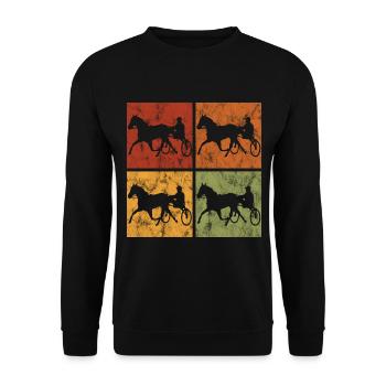 Trotter trotting in retro or vintage style - Unisex Sweatshirt - black - Front - Alina (178cm) & Michal (187cm)