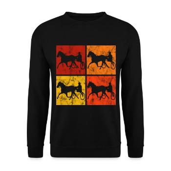 Trotter courses de trot dans un style rétro ou vintage - Sweat-shirt Unisexe - noir - Devant - Alina (178cm) & Michal (187cm)