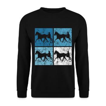 Trotter courses de trot dans un style rétro ou vintage - Sweat-shirt Unisexe - noir - Devant - Alina (178cm) & Michal (187cm)