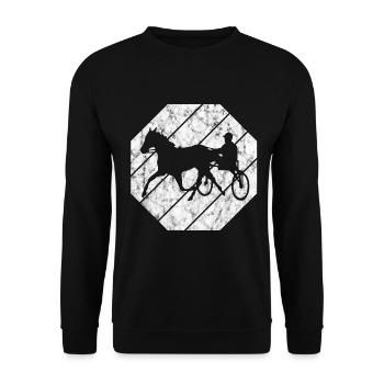 Traber Trabrennen in retro oder vintage Style - Unisex Pullover - Schwarz - Vorne - Alina (178cm) & Michal (187cm)