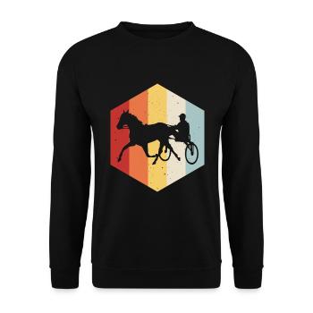 Trotter courses de trot dans un style rétro ou vintage - Sweat-shirt Unisexe - noir - Devant - Alina (178cm) & Michal (187cm)