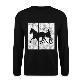 Trotter courses de trot dans un style rétro ou vintage - Sweat-shirt Unisexe - noir - Devant - Alina (178cm) & Michal (187cm)
