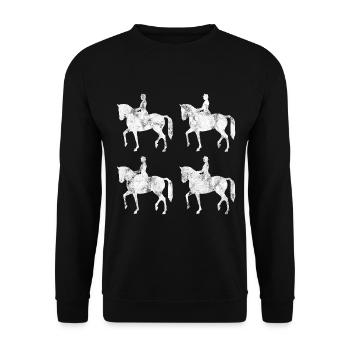 Dressage Cavalier de dressage Cheval d’équitation - Sweat-shirt Unisexe - noir - Devant - Alina (178cm) & Michal (187cm)
