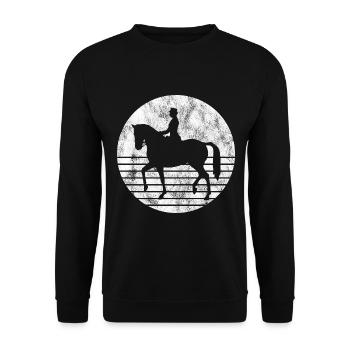Dressur Dressurreiten Dressurreiter Reiten Pferd - Unisex Pullover - Schwarz - Vorne - Alina (178cm) & Michal (187cm)
