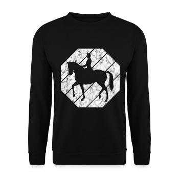 Dressur Dressurreiten Dressurreiter Reiten Pferd - Unisex Pullover - Schwarz - Vorne - Alina (178cm) & Michal (187cm)