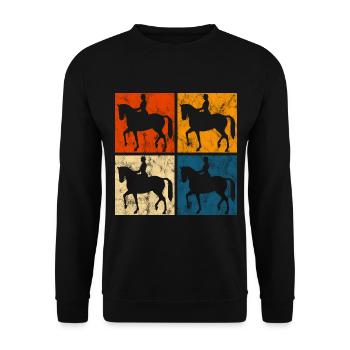 Dressage Cavalier de dressage Cheval d’équitation - Sweat-shirt Unisexe - noir - Devant - Alina (178cm) & Michal (187cm)