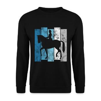 Dressur Dressurreiten Dressurreiter Reiten Pferd - Unisex Pullover - Schwarz - Vorne - Alina (178cm) & Michal (187cm)