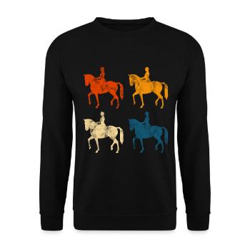Dressur Dressurreiten Dressurreiter Reiten Pferd - Unisex Pullover - Schwarz - Vorne - Alina (178cm) & Michal (187cm)