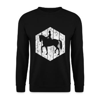 Dressage Cavalier de dressage Cheval d’équitation - Sweat-shirt Unisexe - noir - Devant - Alina (178cm) & Michal (187cm)