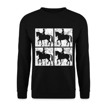 Dressur Dressurreiten Dressurreiter Reiten Pferd - Unisex Pullover - Schwarz - Vorne - Alina (178cm) & Michal (187cm)