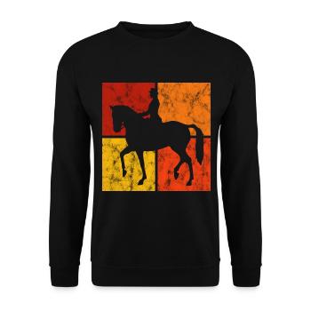 Dressur Dressurreiten Dressurreiter Reiten Pferd - Unisex Pullover - Schwarz - Vorne - Alina (178cm) & Michal (187cm)