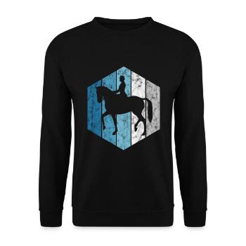 Dressur Dressurreiten Dressurreiter Reiten Pferd - Unisex Pullover - Schwarz - Vorne - Alina (178cm) & Michal (187cm)