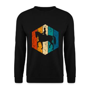 Dressur Dressurreiten Dressurreiter Reiten Pferd - Unisex Pullover - Schwarz - Vorne - Alina (178cm) & Michal (187cm)
