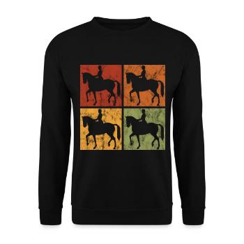 Dressur Dressurreiten Dressurreiter Reiten Pferd - Unisex Pullover - Schwarz - Vorne - Alina (178cm) & Michal (187cm)
