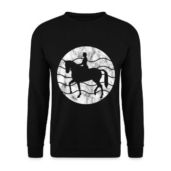 Dressur Dressurreiten Dressurreiter Reiten Pferd - Unisex Pullover - Schwarz - Vorne - Alina (178cm) & Michal (187cm)