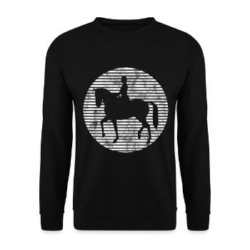 Dressur Dressurreiten Dressurreiter Reiten Pferd - Unisex Pullover - Schwarz - Vorne - Alina (178cm) & Michal (187cm)