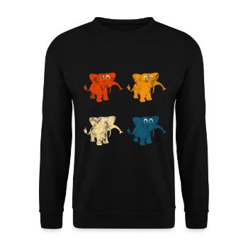 Elefanten Elefant für Kinder - Unisex Pullover - Schwarz - Vorne - Alina (178cm) & Michal (187cm)