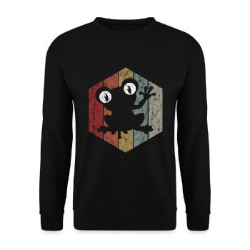 Frosch Frösche Geschenk für Kinder Lustig Witzig - Unisex Pullover - Schwarz - Vorne - Alina (178cm) & Michal (187cm)