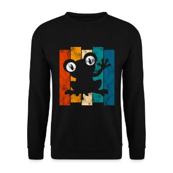 Frosch Frösche Geschenk für Kinder Lustig Witzig - Unisex Pullover - Schwarz - Vorne - Alina (178cm) & Michal (187cm)