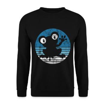 Frosch Frösche Geschenk für Kinder Lustig Witzig - Unisex Pullover - Schwarz - Vorne - Alina (178cm) & Michal (187cm)