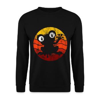 Frosch Frösche Geschenk für Kinder Lustig Witzig - Unisex Pullover - Schwarz - Vorne - Alina (178cm) & Michal (187cm)