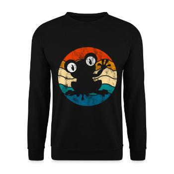 Frosch Frösche Geschenk für Kinder Lustig Witzig - Unisex Pullover - Schwarz - Vorne - Alina (178cm) & Michal (187cm)