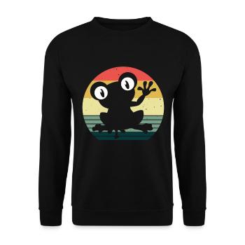 Frosch Frösche Geschenk für Kinder Lustig Witzig - Unisex Pullover - Schwarz - Vorne - Alina (178cm) & Michal (187cm)