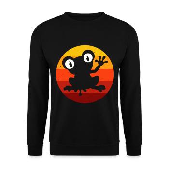 Frosch Frösche Geschenk für Kinder Lustig Witzig - Unisex Pullover - Schwarz - Vorne - Alina (178cm) & Michal (187cm)