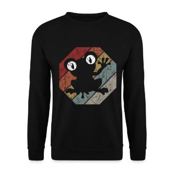 Frosch Frösche Geschenk für Kinder Lustig Witzig - Unisex Pullover - Schwarz - Vorne - Alina (178cm) & Michal (187cm)