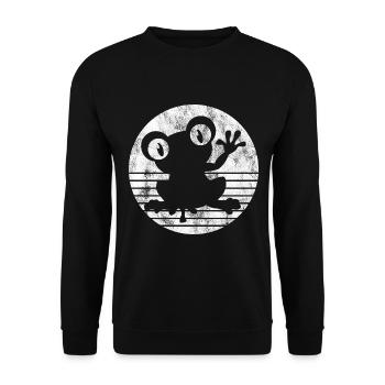 Frosch Frösche Geschenk für Kinder Lustig Witzig - Unisex Pullover - Schwarz - Vorne - Alina (178cm) & Michal (187cm)