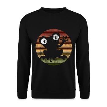 Frosch Frösche Geschenk für Kinder Lustig Witzig - Unisex Pullover - Schwarz - Vorne - Alina (178cm) & Michal (187cm)